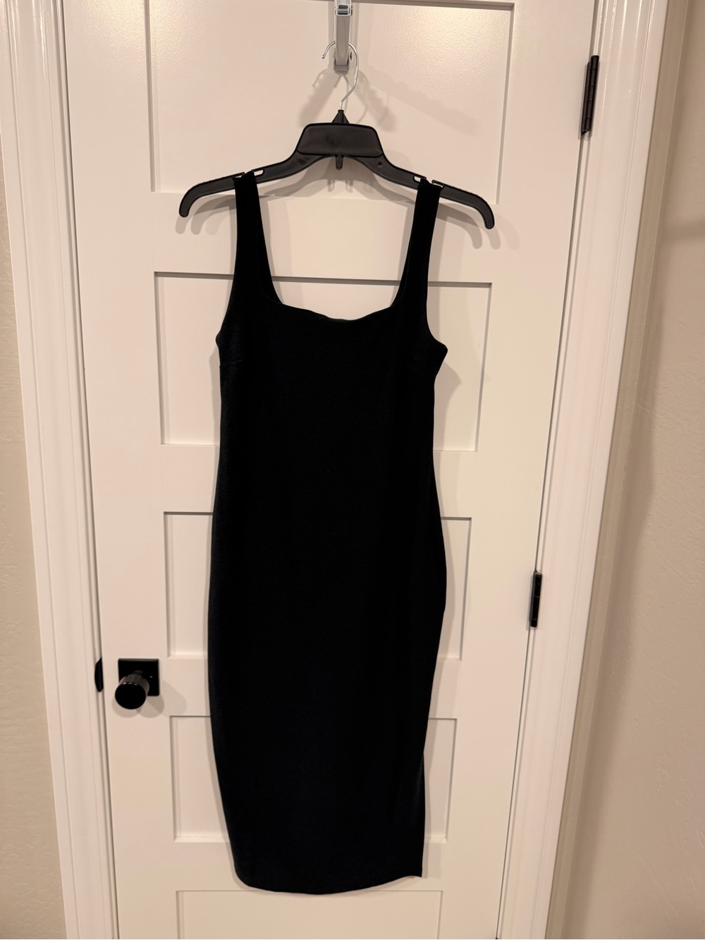 Beyond Yoga Black Slim Fit Square-Neck Midi Dress